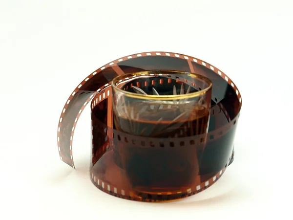Film and wineglass — Stock Photo, Image