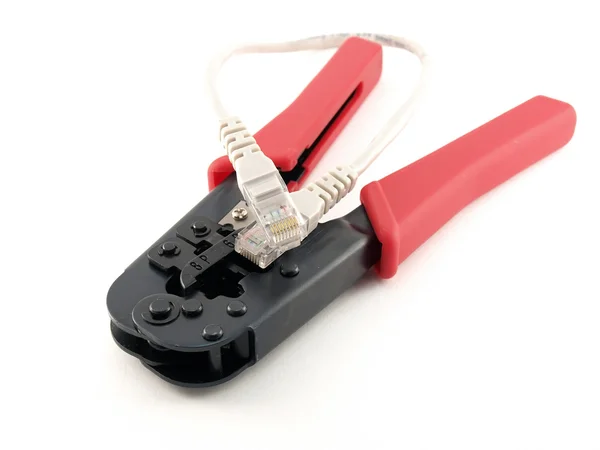 Tool for crimping network cable — Stock Photo, Image