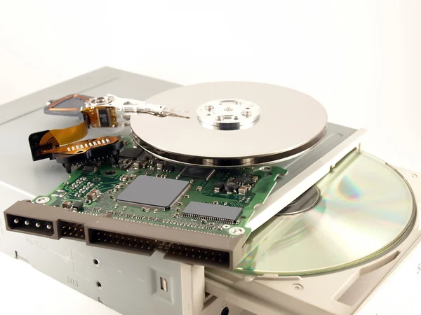 A merevlemez-meghajtók és a CD-ROM-részletek — Stock Fotó