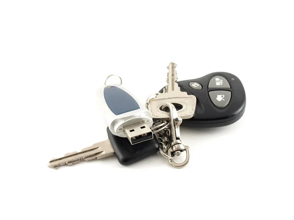 USB drive and key from car — Stock Photo, Image