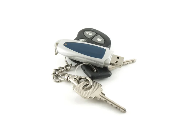 USB-enhet och nyckel från bil — Stockfoto