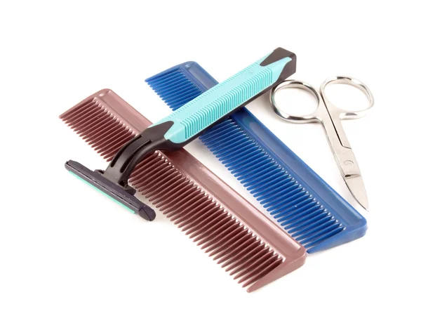 Razor, scissors and combs — Stock Photo, Image