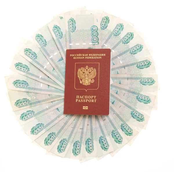Money and passport — Stock Photo, Image