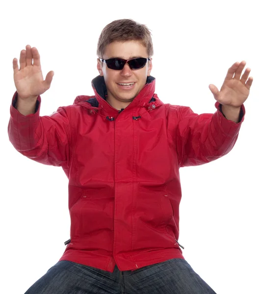 Man in red jacket — Stock Photo, Image