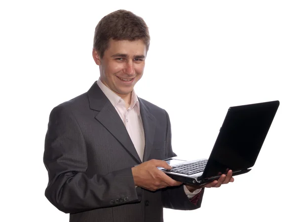 ノートパソコンを持つビジネスマン — ストック写真