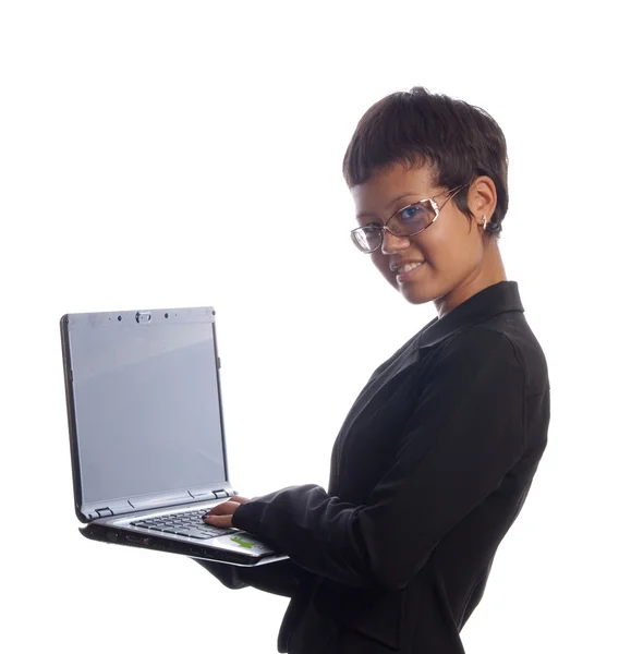Dizüstü bilgisayarlı kadın — Stok fotoğraf
