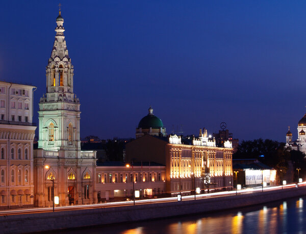 The Moscow-river`s front is at night
