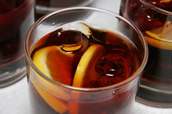 Glass of whiskey cocktail