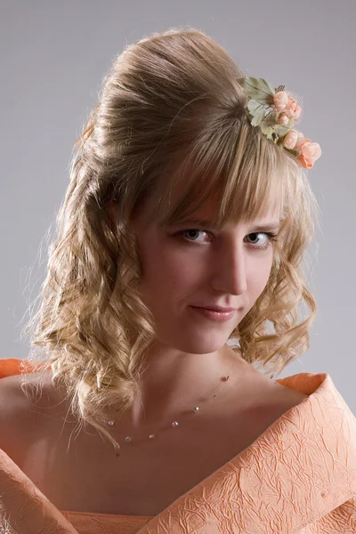 Stock image Bride in cream dress. Portrait 1