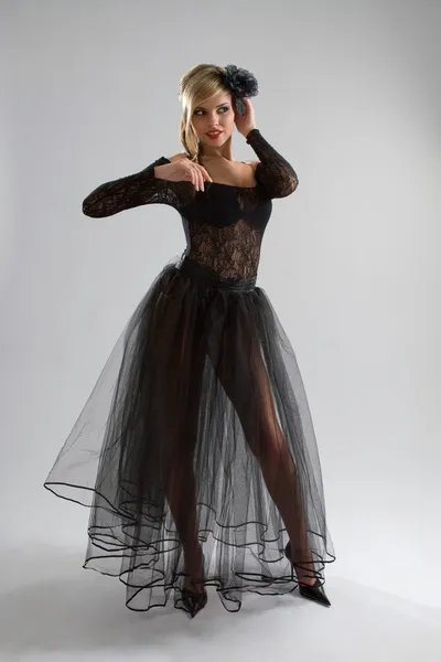 Sexy girl in diaphanous dress — Stock Photo, Image