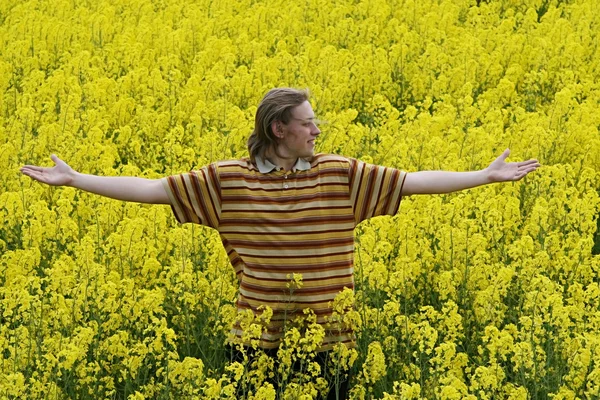 stock image Young man in meadow