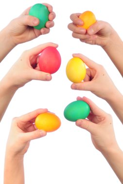 Hands and easter eggs clipart