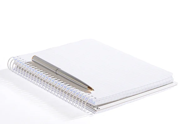 Notebok с ручкой — стоковое фото