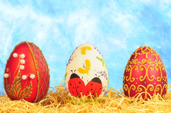 Tres huevos de Pascua de lujo — Foto de Stock