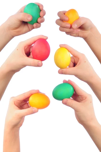 Mãos e ovos de Páscoa — Fotografia de Stock