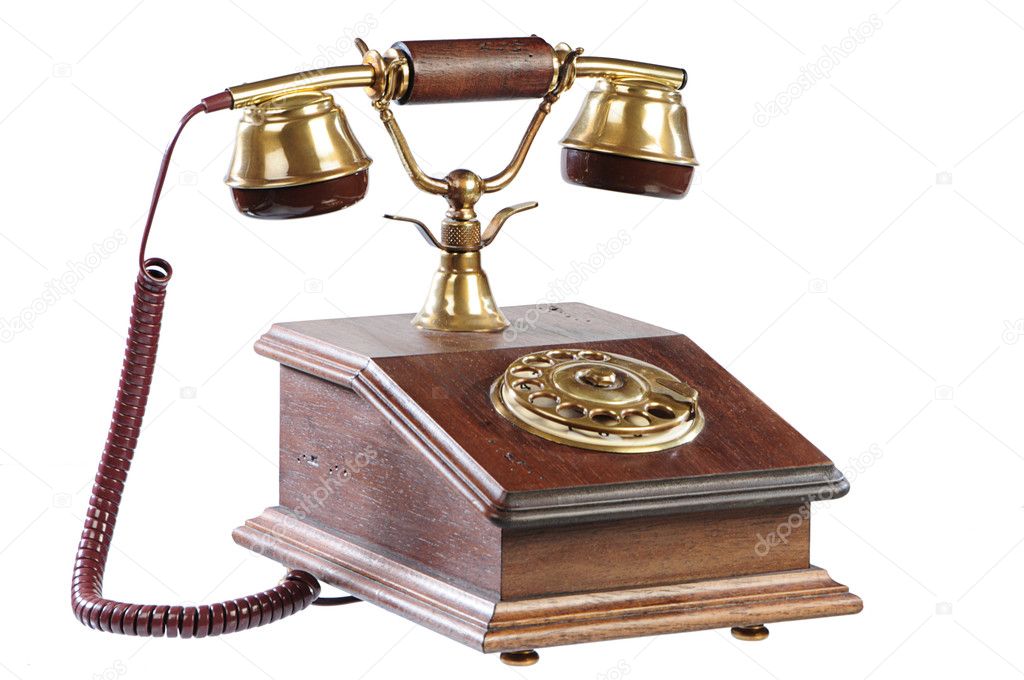 Isolated old-fashioned phone