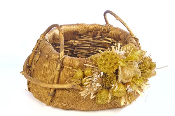 Empty isolated christmas basket — Stock Photo, Image