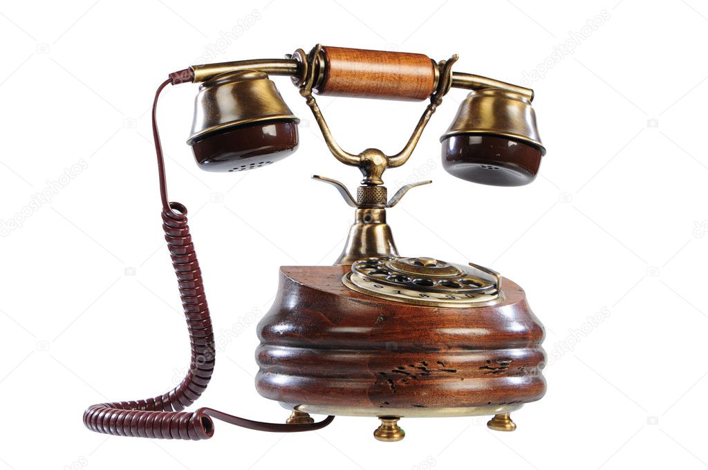 Isolated old-fashioned phone