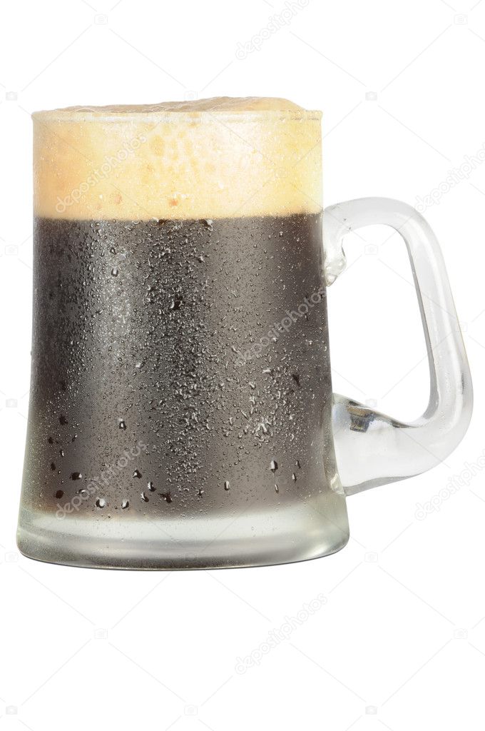 Isoleted mug of cold dark beer