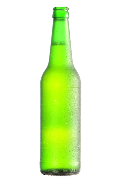 Bottiglia di birra lager aperta isolata — Foto Stock