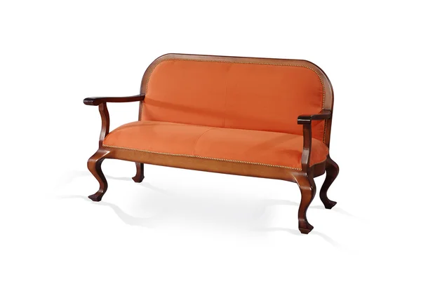 Апельсиновая скамейка с дорожками — стоковое фото