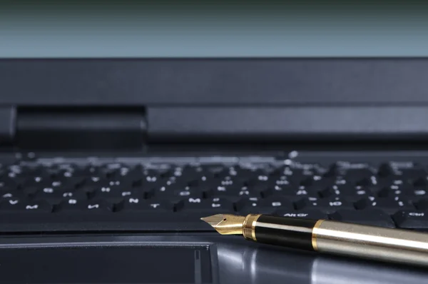 stock image Feather pen and keyboard