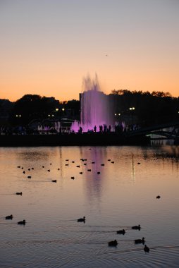 Fountain at night clipart