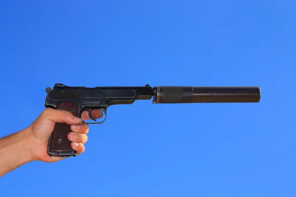 Pistola automática em uma mão — Fotografia de Stock