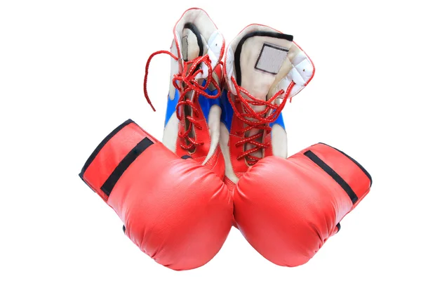 拳击的靴子和手套 — 图库照片