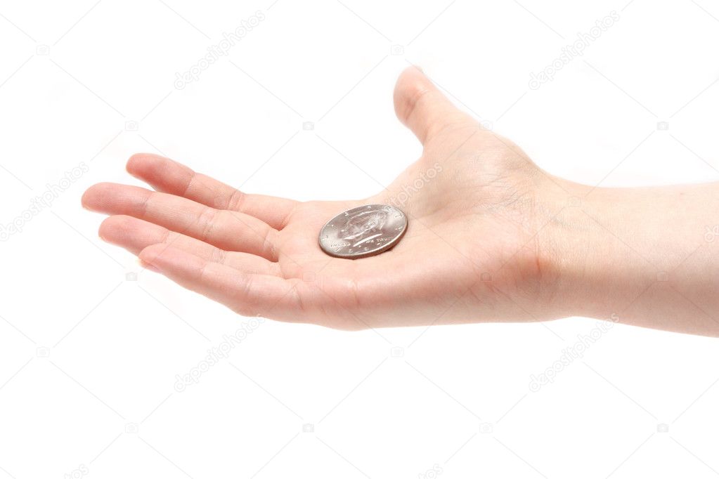 Half dollar on a palm