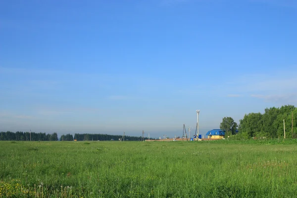 Casa rural en el campo verde — Foto de Stock