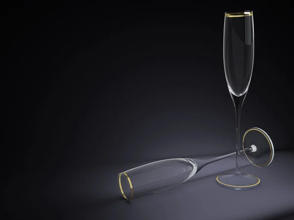Two wineglasses 3D illustration — Stock Photo, Image