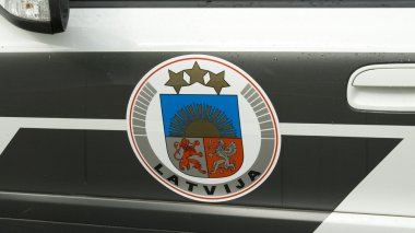 Latvian police car`s door clipart