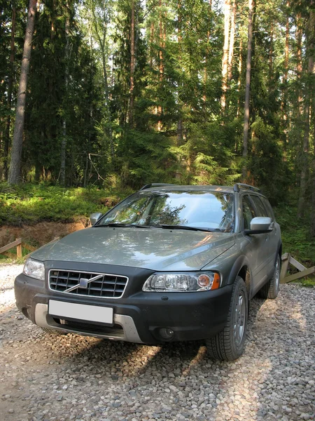 4x4 europejskiej wagonu zaparkowane w lesie. — Zdjęcie stockowe