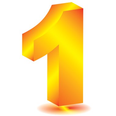 3d gold numbers - one symbol with clipart