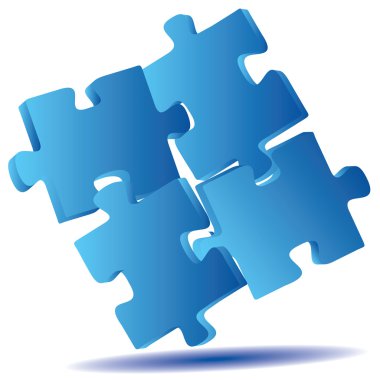 3D blue gradient puzzle. clipart