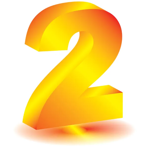 3d gold "two" symbol. — Stock Photo, Image