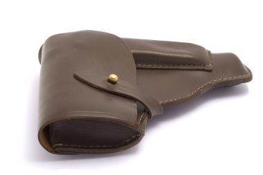 Brown leather PM gun holster. clipart