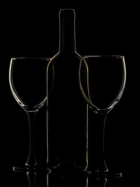 Fles en wijnglas — Stockfoto