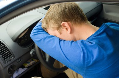 Man sleep in car clipart