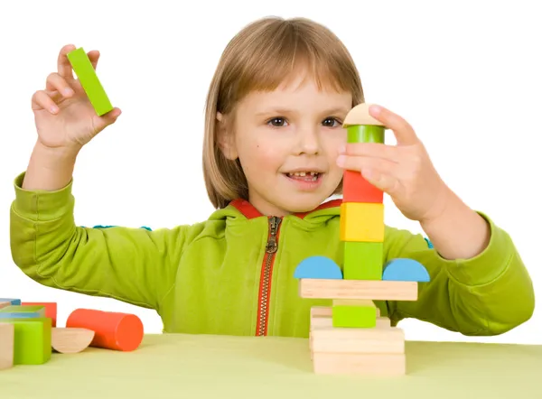 아이는 장난감 블록으로 활약 — 스톡 사진