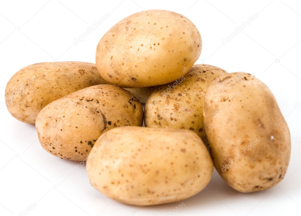 Heap of potato isolated on the white