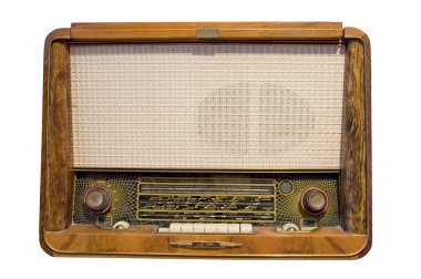 Old radio isolated in white clipart