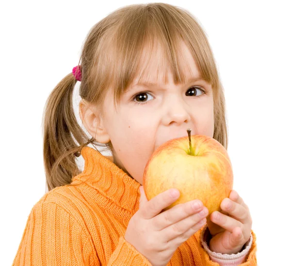 Barn med æble - Stock-foto