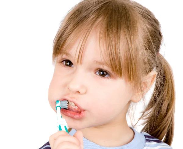 A lány fogat mos. — Stock Fotó