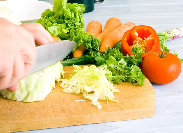 stock image Preparing vegetable salad