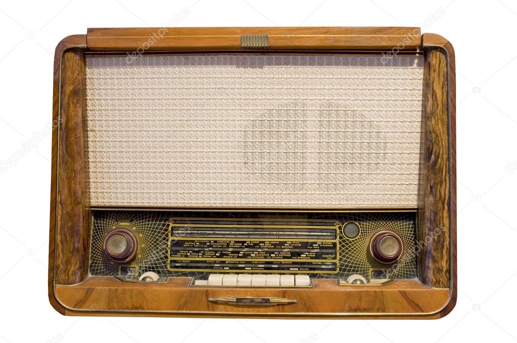 Old radio isolated in white