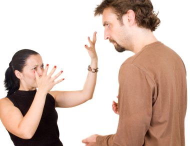 Wife and husband yelling at each other clipart