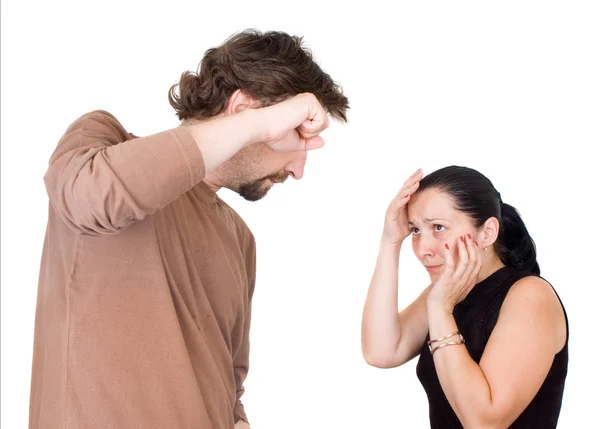 Жена и муж кричат друг на друга — стоковое фото