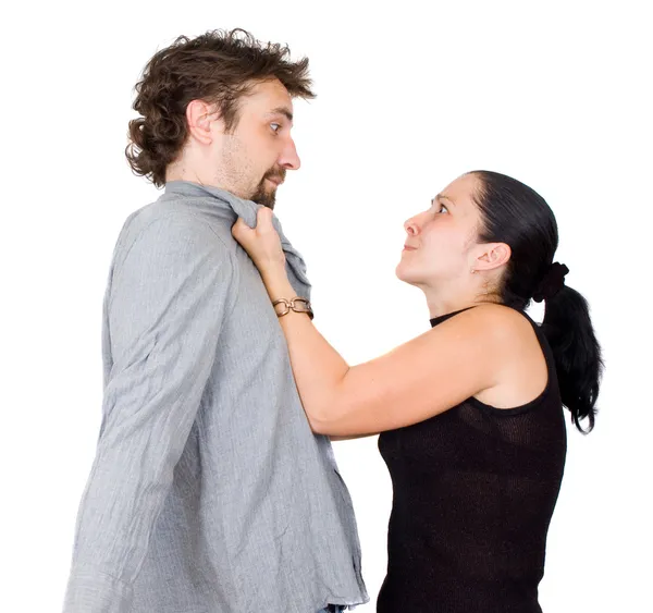 Wife and husband yelling at each other — Stock Photo, Image